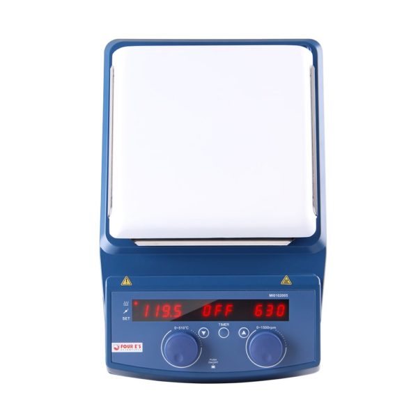 Four E's Scientific 7 Inch 50-1500 RPM LED Digital Magnetic Hotplate Stirrer with Stirring Bar