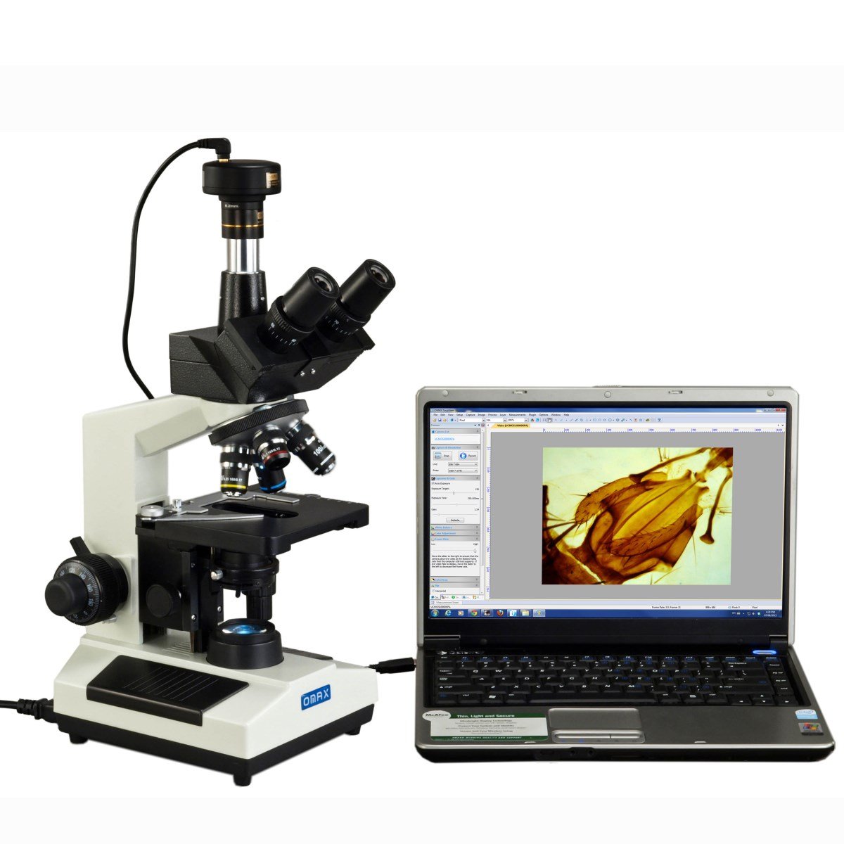 数量限定価格 OMAX 1.3MPデジタルカメラと40X-2000X位相コントラスト三眼鏡化合物LED顕微鏡 並行輸入品 顕微鏡 