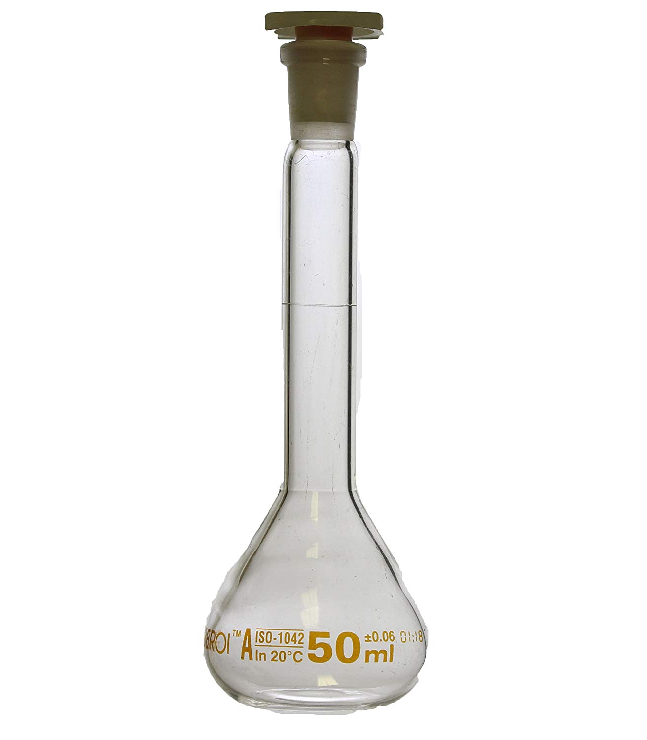 Narrow Mouth CHEM SCIENCE INC 129.602.04 Volumetric Flask Capacity 50 mL with Glass Stopper Size # 9 Sati International Inc. Serialized and Certified with One Graduation Mark Class A 