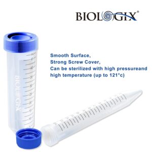 LabT- Biologix® 15mL Centrifuge Tubes, 50x10 Rack Case Sterile, DNase/RNase Free, 12,000 xg, Conical Tubes, Flat Top/Plug Seal Caps